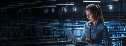 Woman working on a laptop
